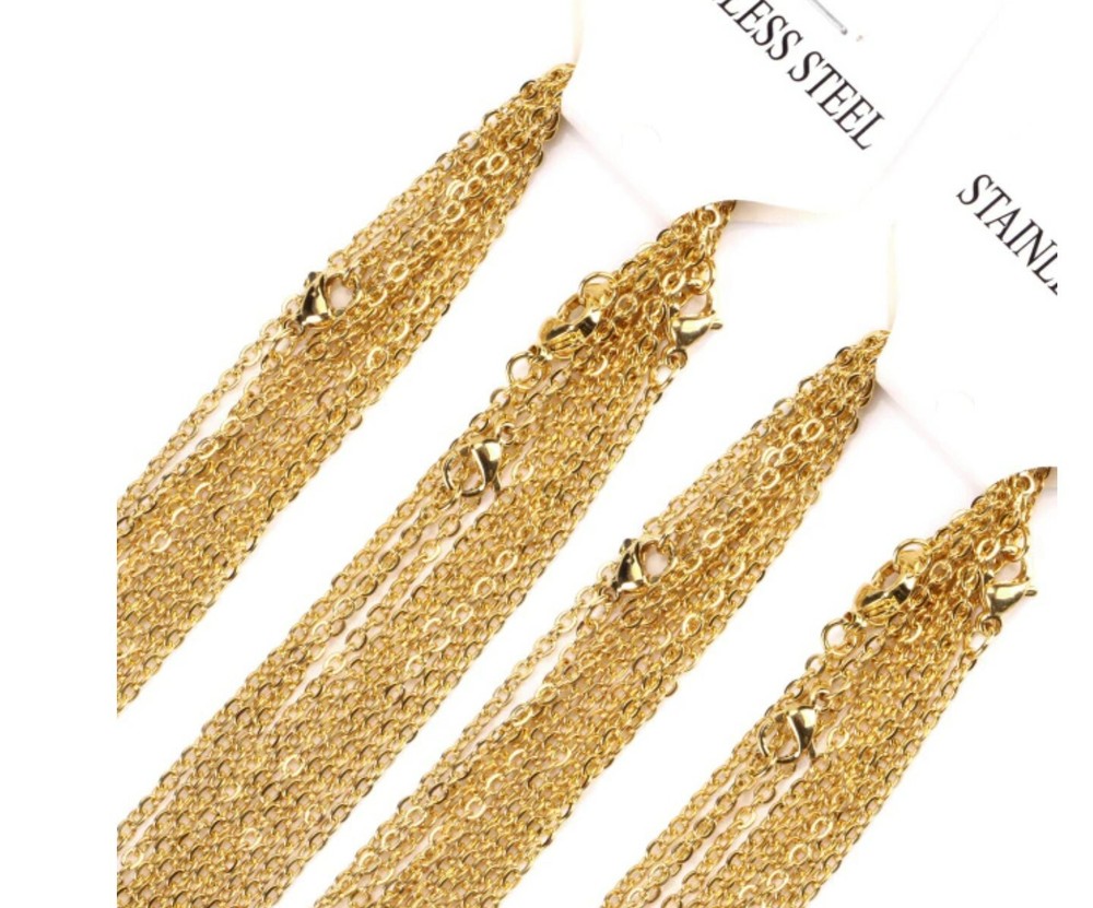 Gold Stainless Steel 24 Inch 1 mm Link Neck Chain Necklace