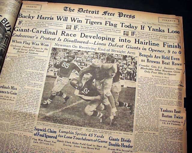 Best DETROIT LIONS Very 1st NFL Football Game Franchise History 1934 Newspaper