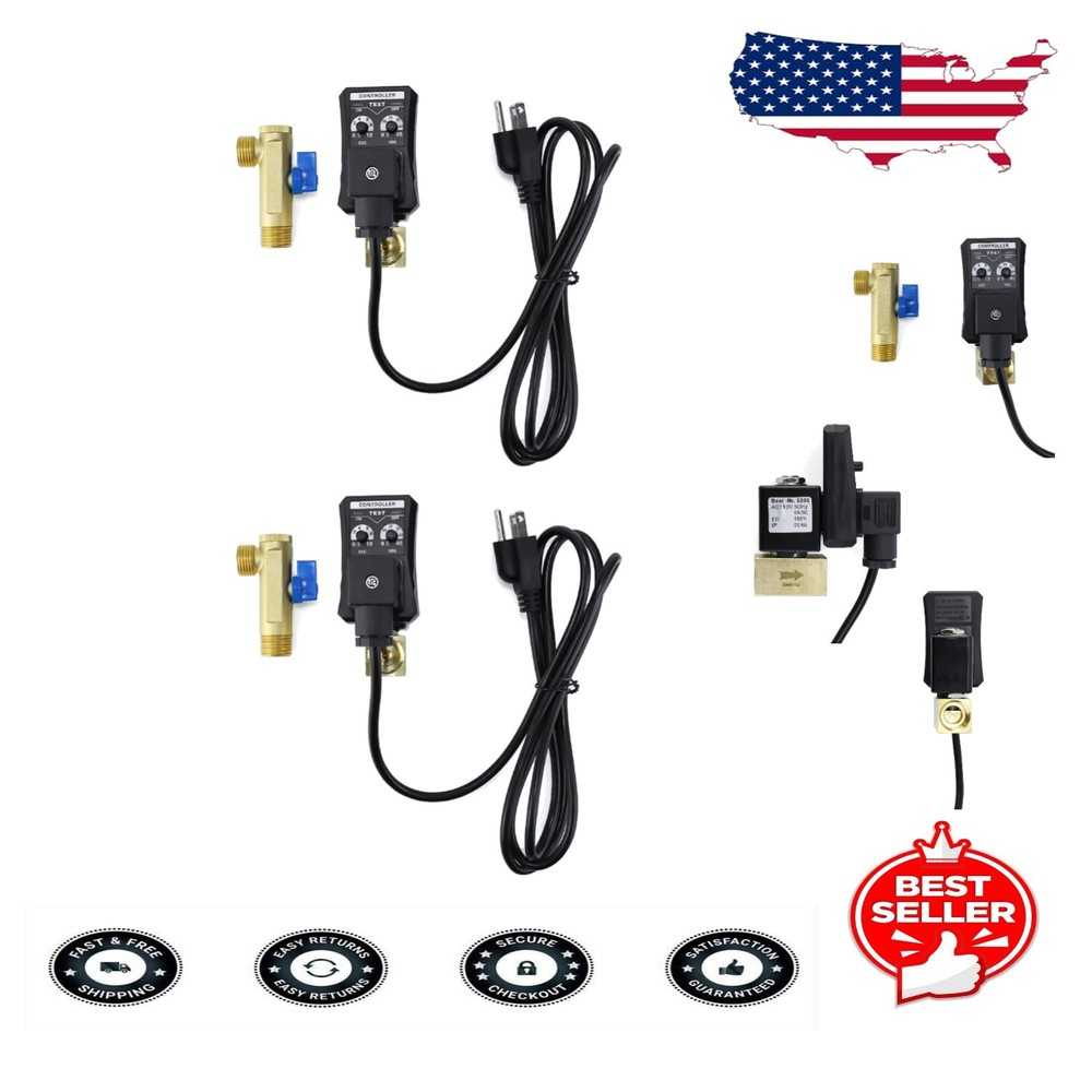 Premium Metal Drain Valve 2-Pack, Automatic Timed Control for Gas Systems