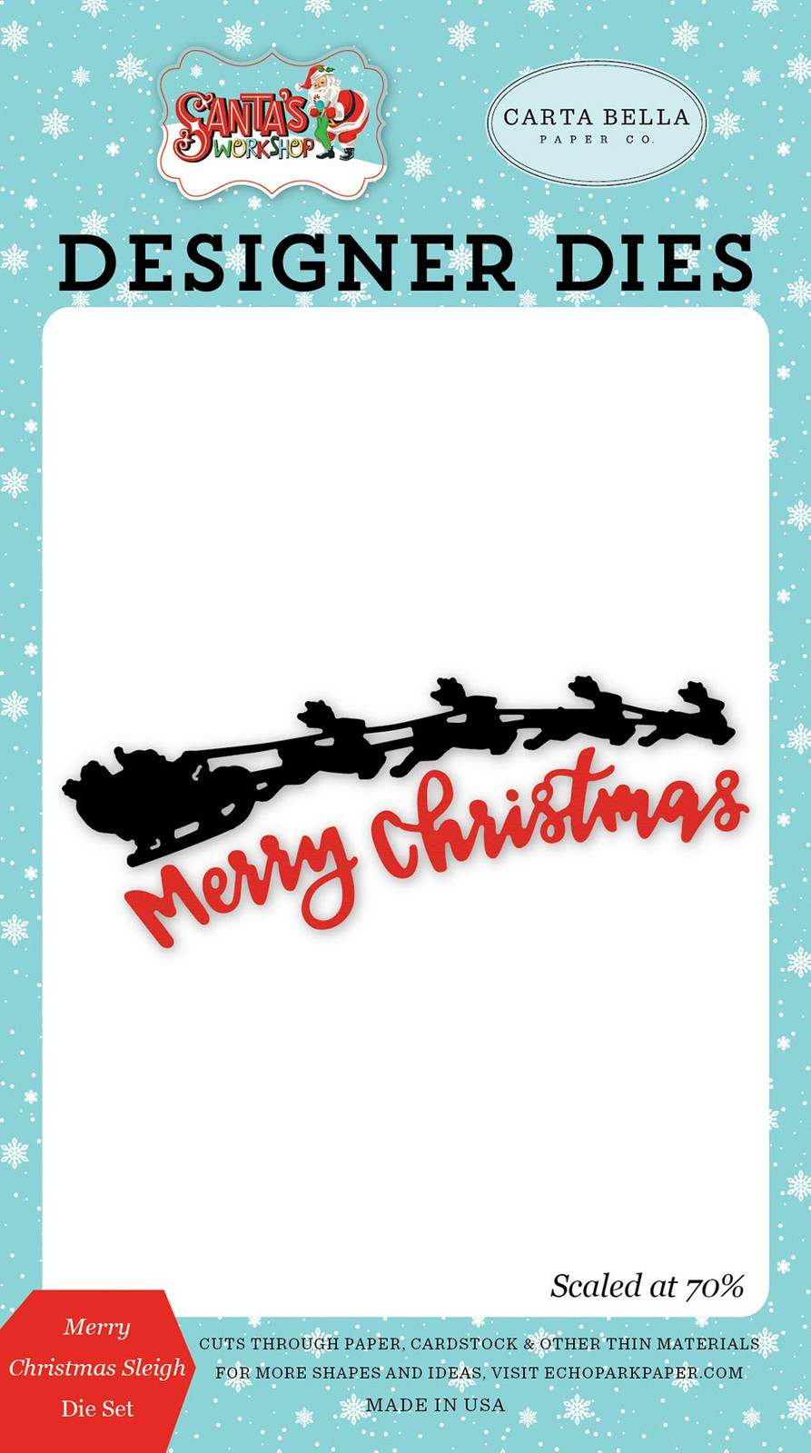 Carta Bella Merry Christmas Sleigh Paper Die Cut Red Green Black Holiday Scrapbooking Craft