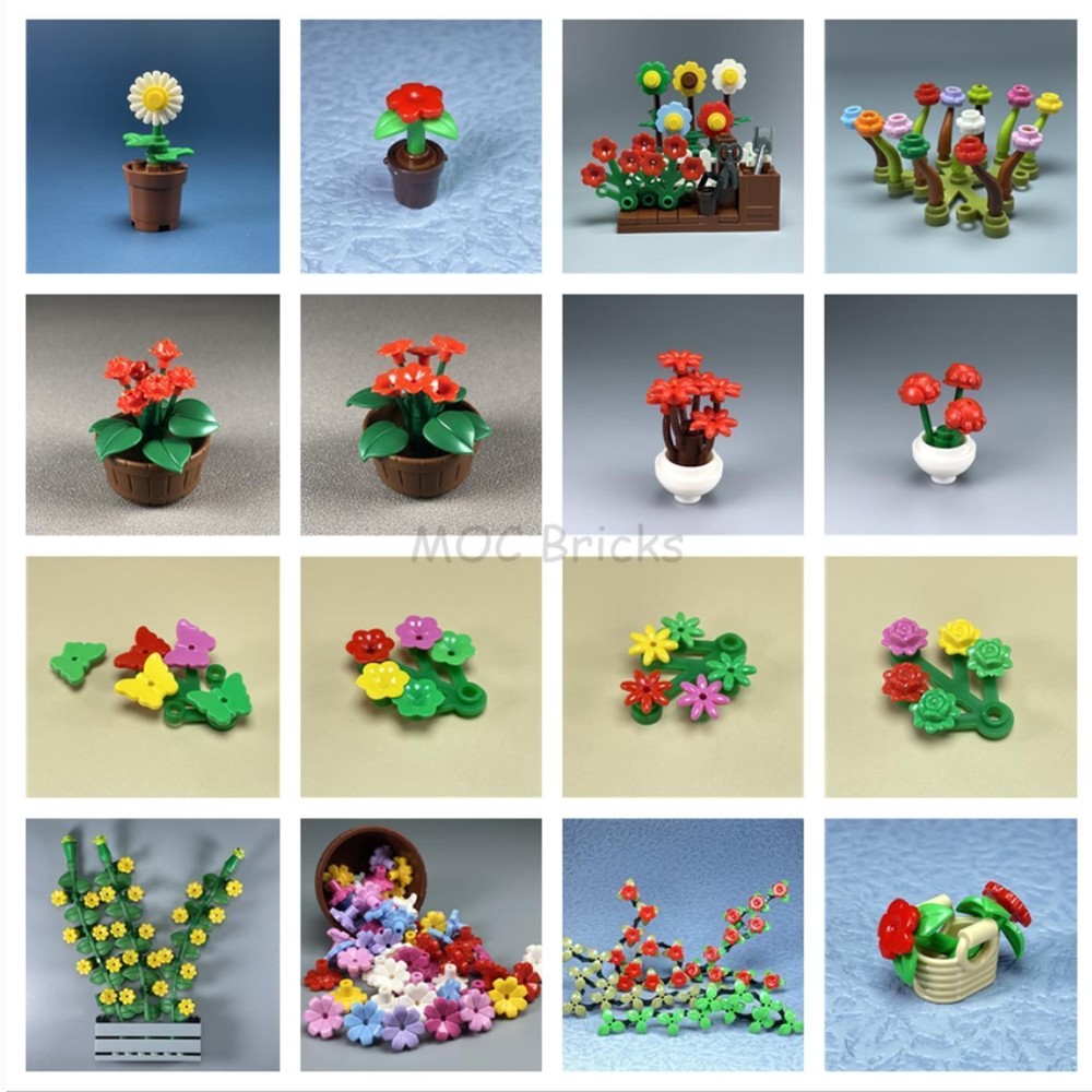 Lego Minifigure Flowerpot Set for City Floral Decor - Choose Your Design