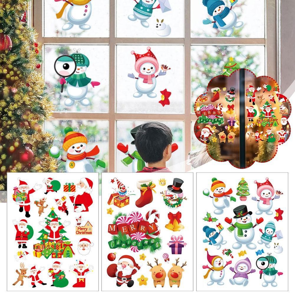 Christmas Window Cling Wall Sticker Snowflake Decal Holiday Clings Vinyl D T7N7