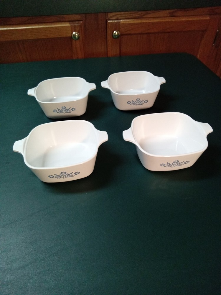 Vintage Corning Ware Blue Cornflower P-43 No Lids - Lot of 4