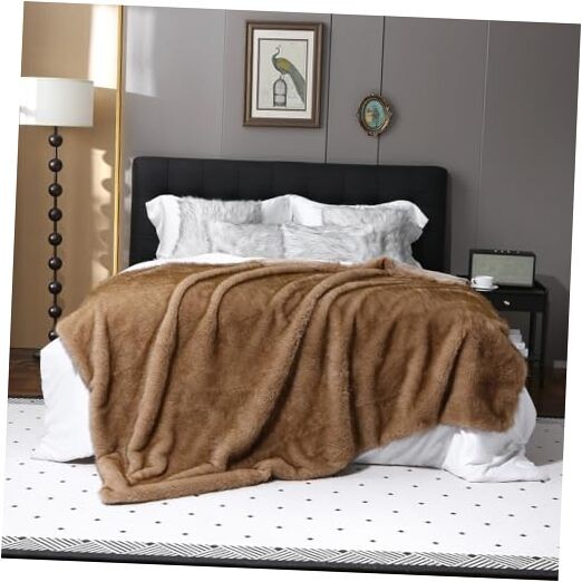 Luxury Thick Plush Faux Fox Fur Throw Blanket Warm Furry Cozy 60