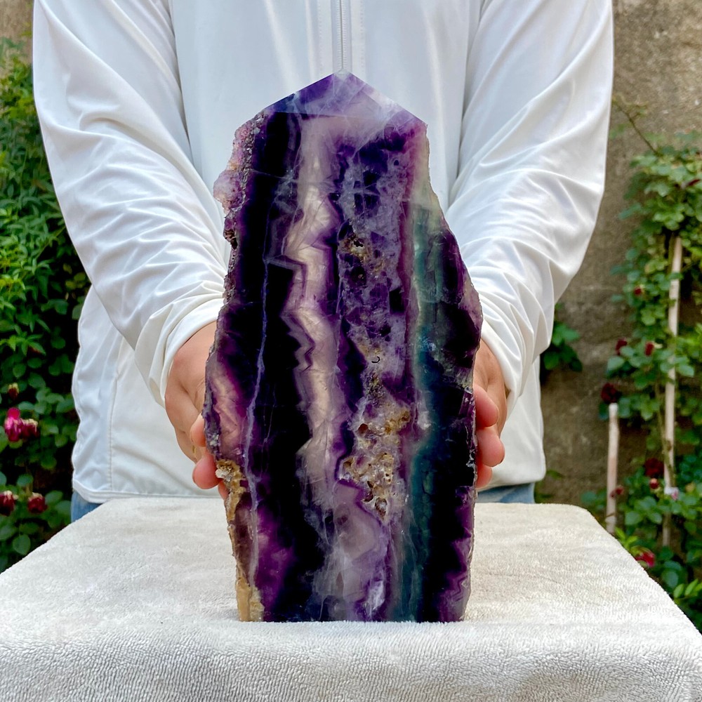 2.5LB Natural Rainbow Fluorite Obelisk Crystal Wand for Healing Energy