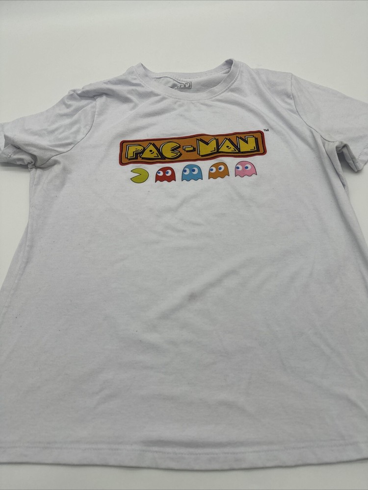 Pac-Man T-Shirt Women Medium Graphic Print White Koaj…#12421