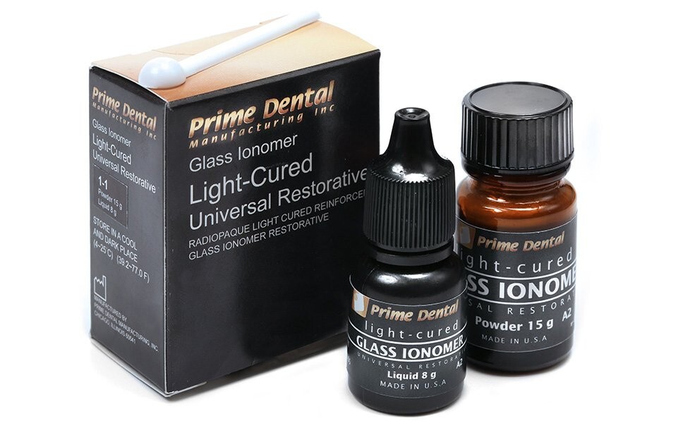 Prime Dental Glass Ionomer light Cured Universal Restorative Cement Kit A2