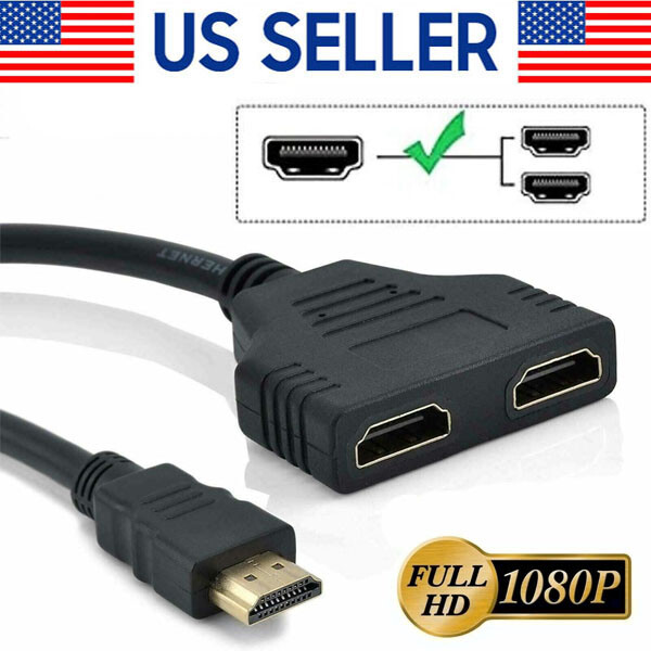 4K HDMI Male to Dual Female 2.0 Splitter Adapter 1 in 2 Out