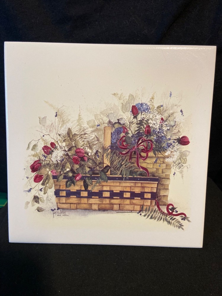 Modern Art Tile Trivet with Cork Back - Signed by Artists 7.75