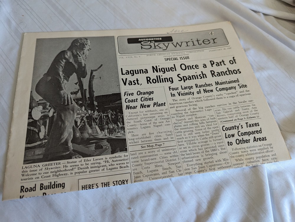 North American Aviation Skywriter Rockwell newsletter Feb 1969 Vol 19 No 9