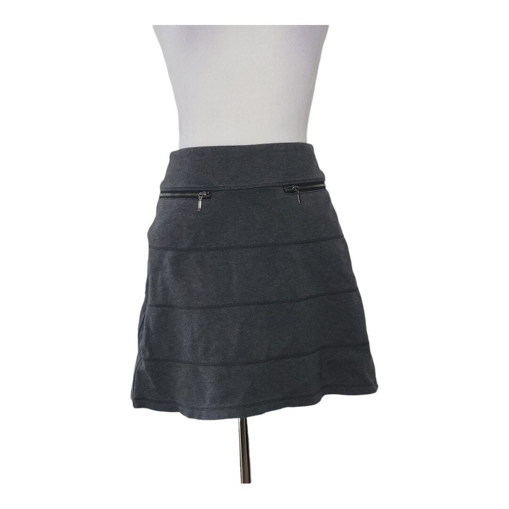 Athleta Strata Skirt A-Line Gray Cotton Zip Pockets Elastic Waist Women XS