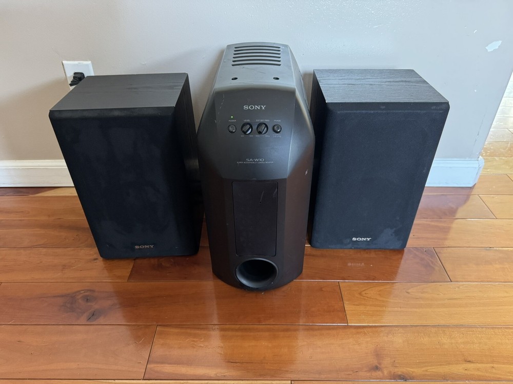 SONY SA-W10 Active Subwoofer with 2 Speakers for Deep Bass and Powerful Sound