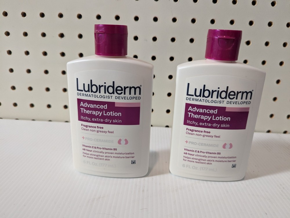 Two Lubriderm Advanced Therapy Body Lotion Itchy, Extra-Dry Skin, 6 oz
