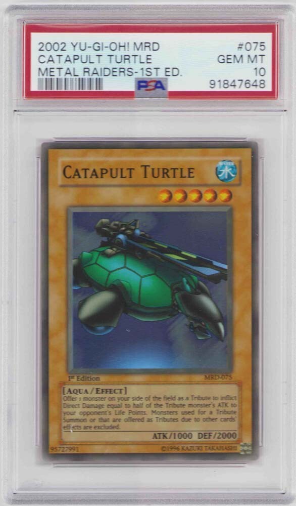 CATAPULT TURTLE YUGIOH 1ST EDITION HOLO MRD-075 PSA #91847648 GEM MINT 10  2002