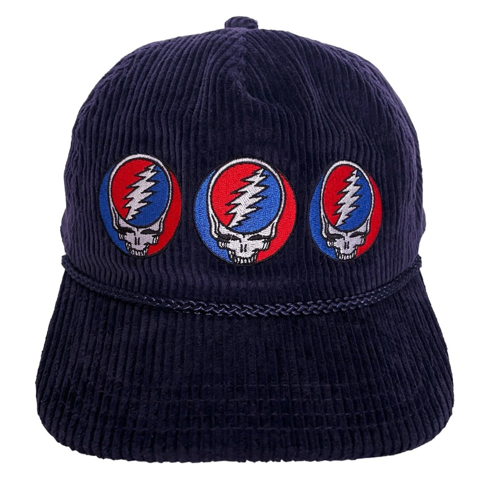 Grateful Dead Stealie Blue Corduroy Snapback Hat for Men