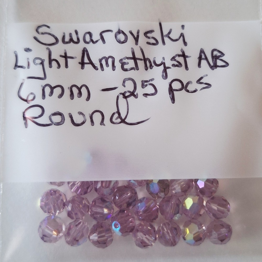 Swarovski Round Light Amethyst AB Crystals Lot of 25 New