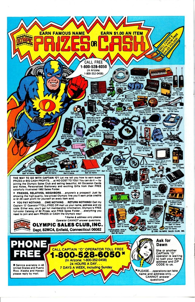 1981 OLYMPIC SALES CLUB PRINT AD ART - EARN PRIZES OR CASH ASK FOR DAWN-image