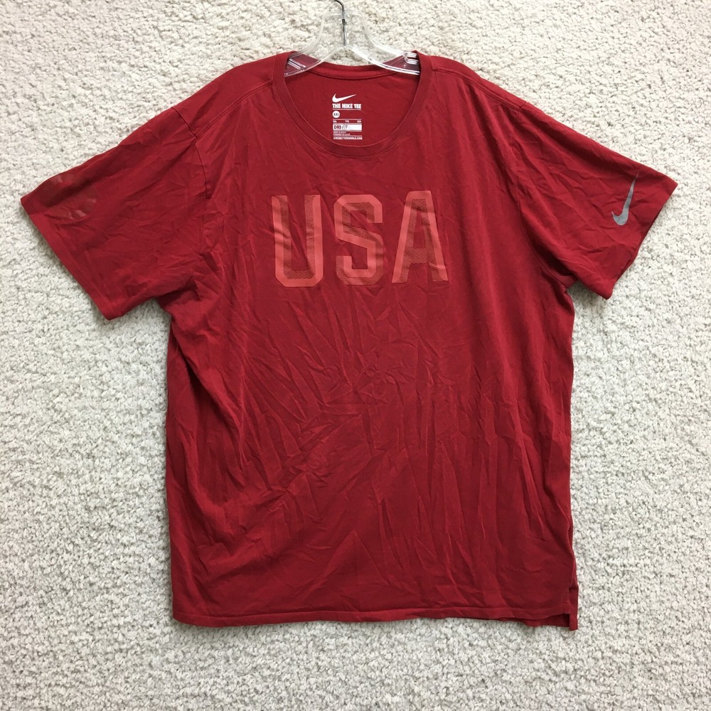 The Nike Tee Shirt 2XL Adult Red Dri Fit Swoosh USA Olympic Team Athletic Mens