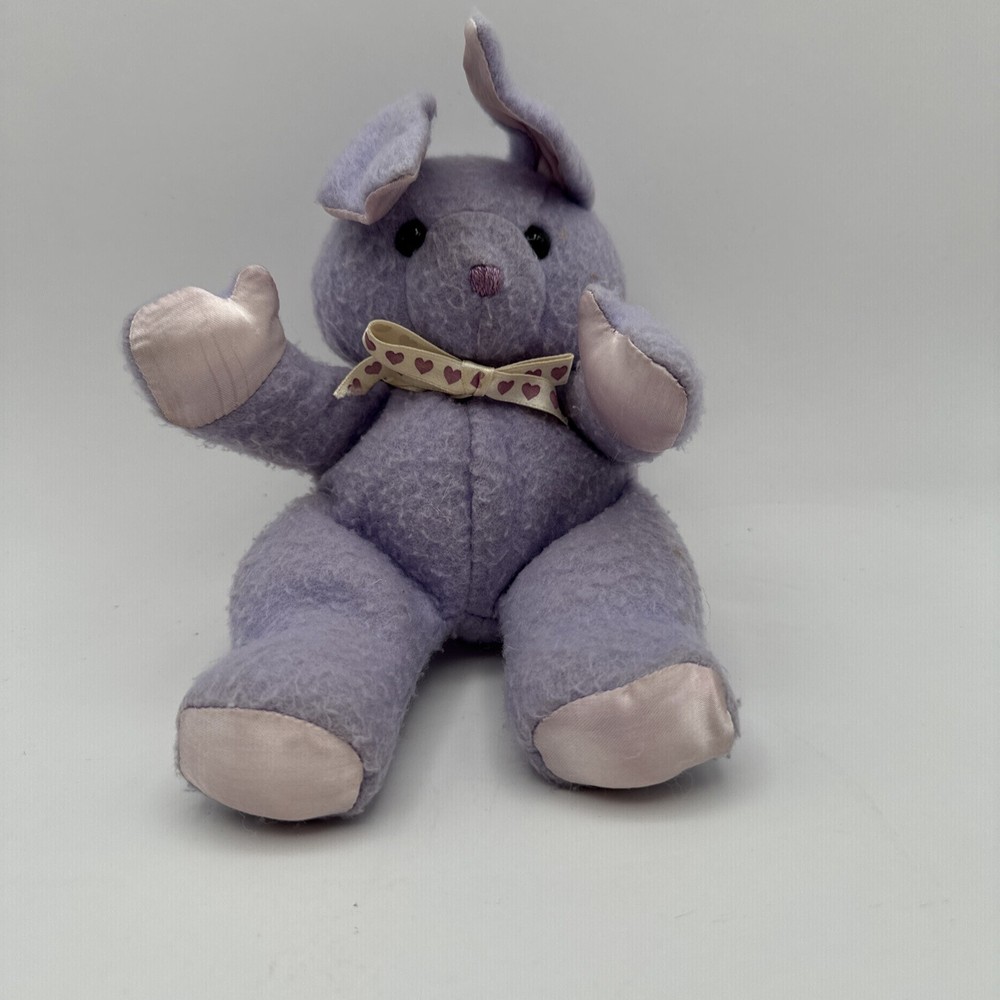Vintage 1988 Heartline Purple Easter Bunny Rabbit Plush Stuffed Toy Rare