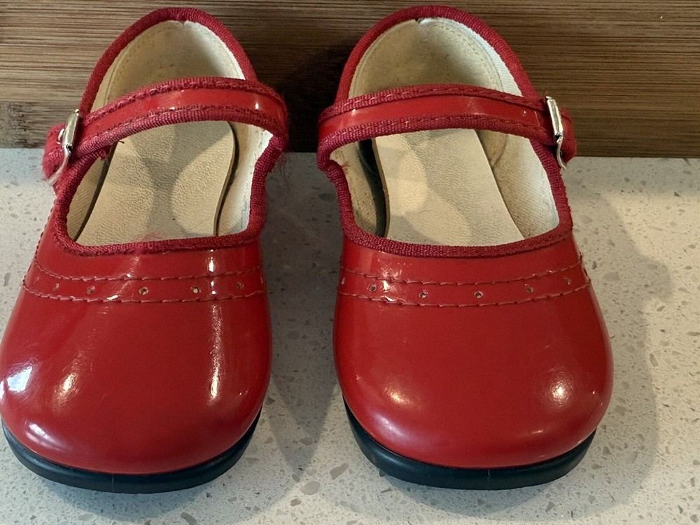 Vintage Mary Jane Baby Toddler Girl Shoes Red Patent Size 4