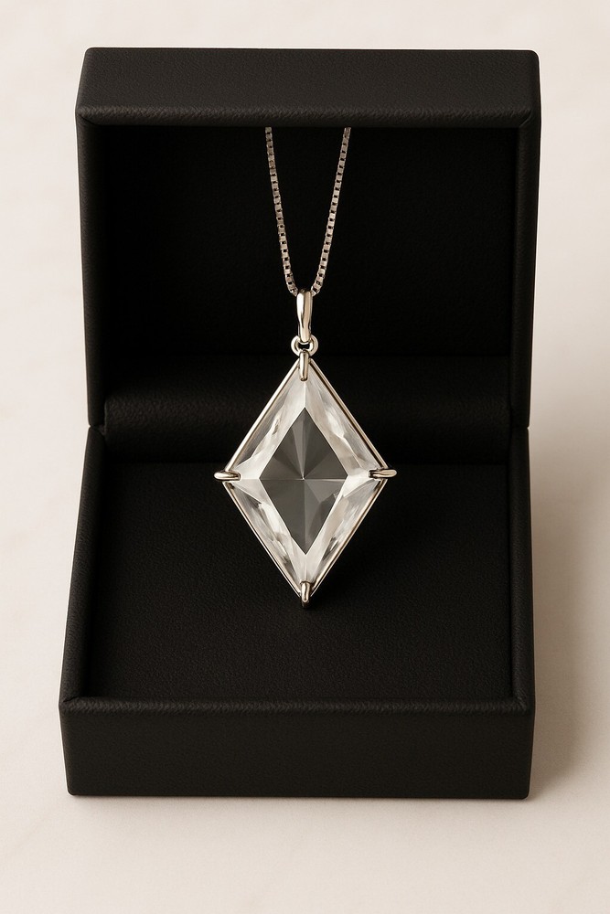 Modern Elegance Ascension Star Cut Clear Quartz Crystal Necklace