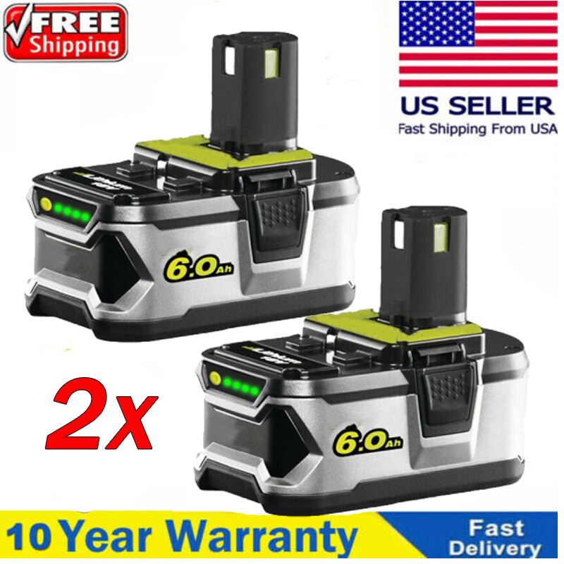 2X 6.0Ah For RYOBI 18V Lithium High Capacity Battery 18V P108 P106 P107 P102 PP