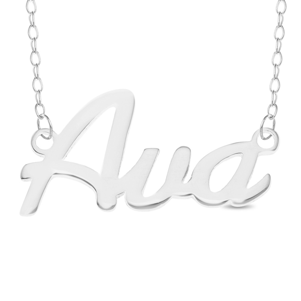 Ava Name Plate Necklace Pendent Sterling Silver female Personalized Custom Gift