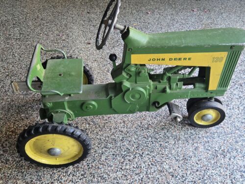 Vintage John Deere 130 Pedal Tractor Ride On Chain Dubuque Iowa Green Seat Wheel