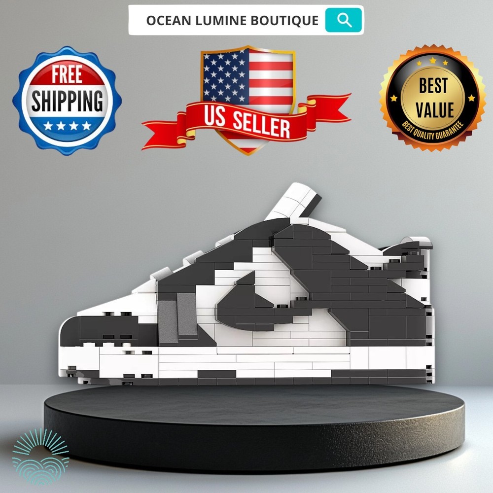 SB Dunk Panda Sneaker Building Bricks, Matching Key Chain, Puzzles Blocks Toy