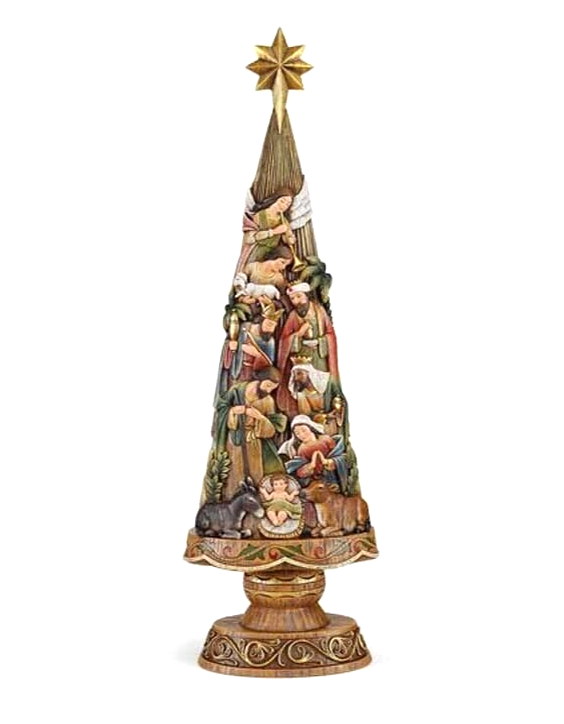 Large Multi Tier Holy Family Nativity Scene Christmas Tree Advent Statue 30 In