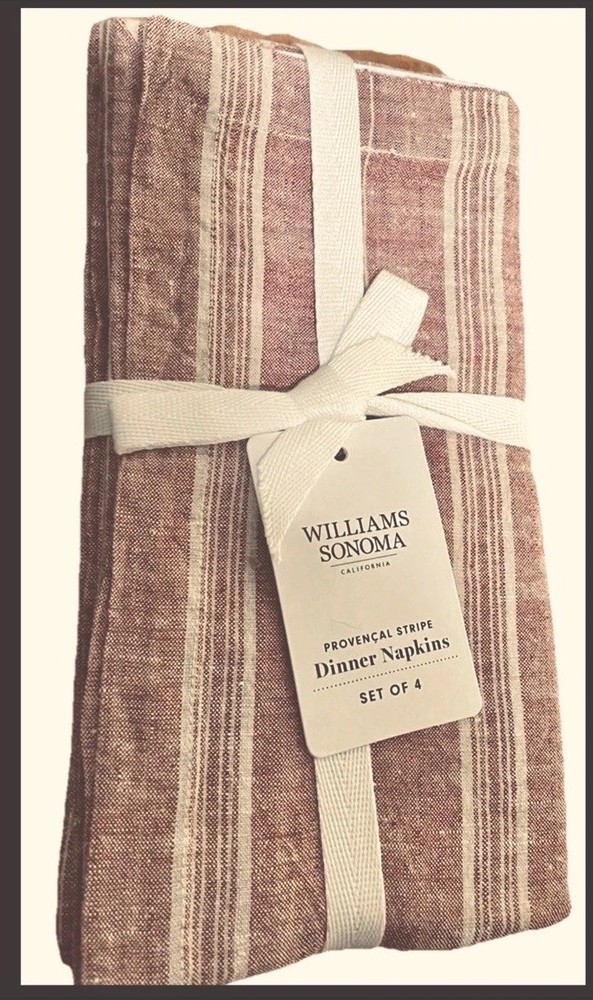 WILLIAMS SONOMA PROVENCE STRIPE NAPKINS, SET OF 4 - NWT