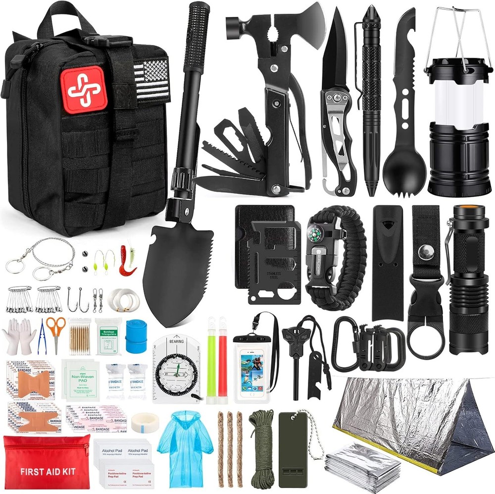 Survival Kit, 250Pcs Survival Gear First Aid Kit with Molle System CompatibleBag