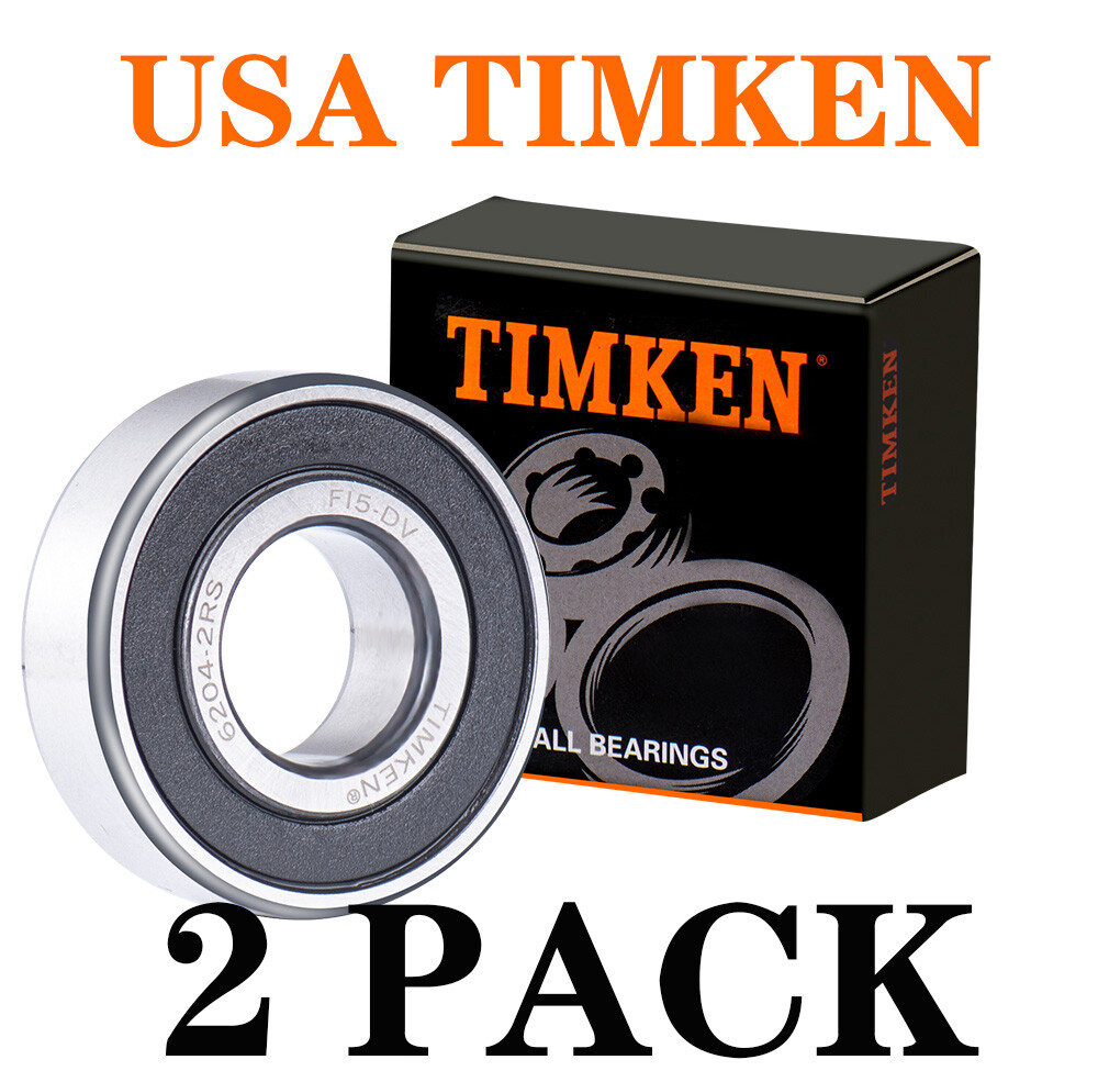 (2 PACK) 6204-2RS TIMKEN 20X47X14MM Double Rubber Seal Bearings NEW