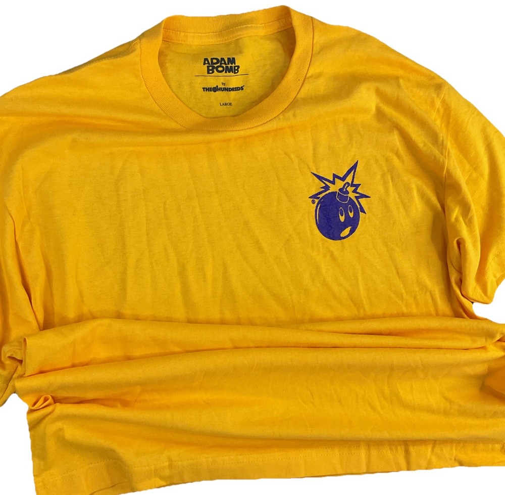 The Hundreds Adam Bomb Logo T-Shirt Streetwear Graphic Tee Men Sz L Yellow