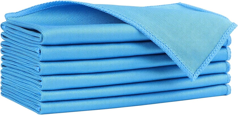 HOMEXCEL 6-Pack Blue Microfiber Glass Cleaning Cloths 16x14 Inch Lint-Free
