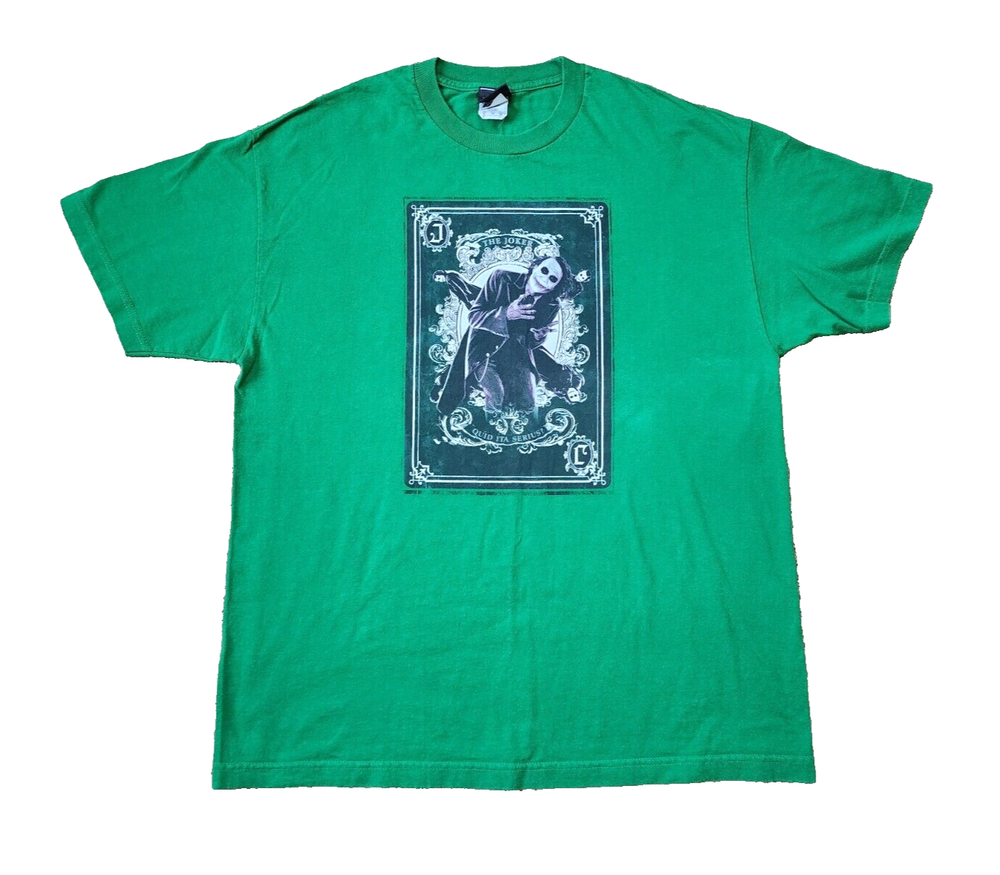 The Dark Knight Joker Shirt Mens XL Green Playing Card Y2K 2008
