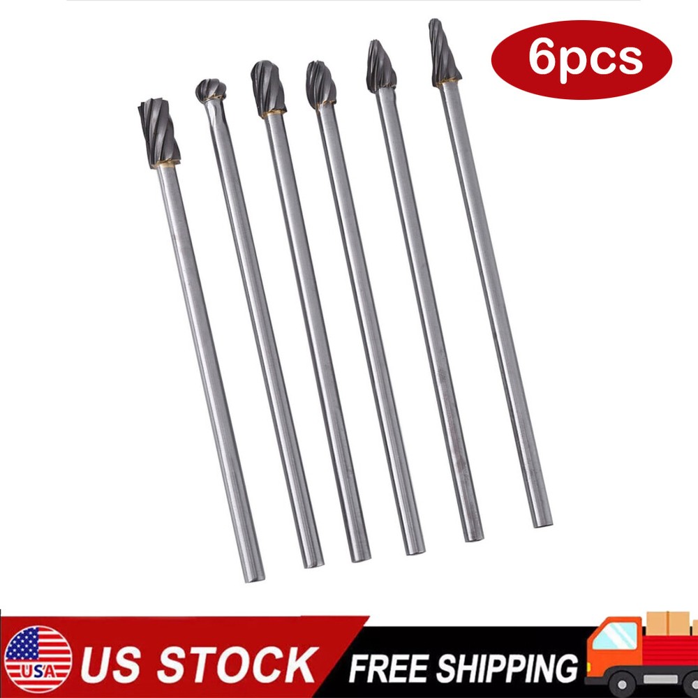 6Pcs Tungsten Carbide Cylinder Head Porting & Polishing Kit for Aluminum