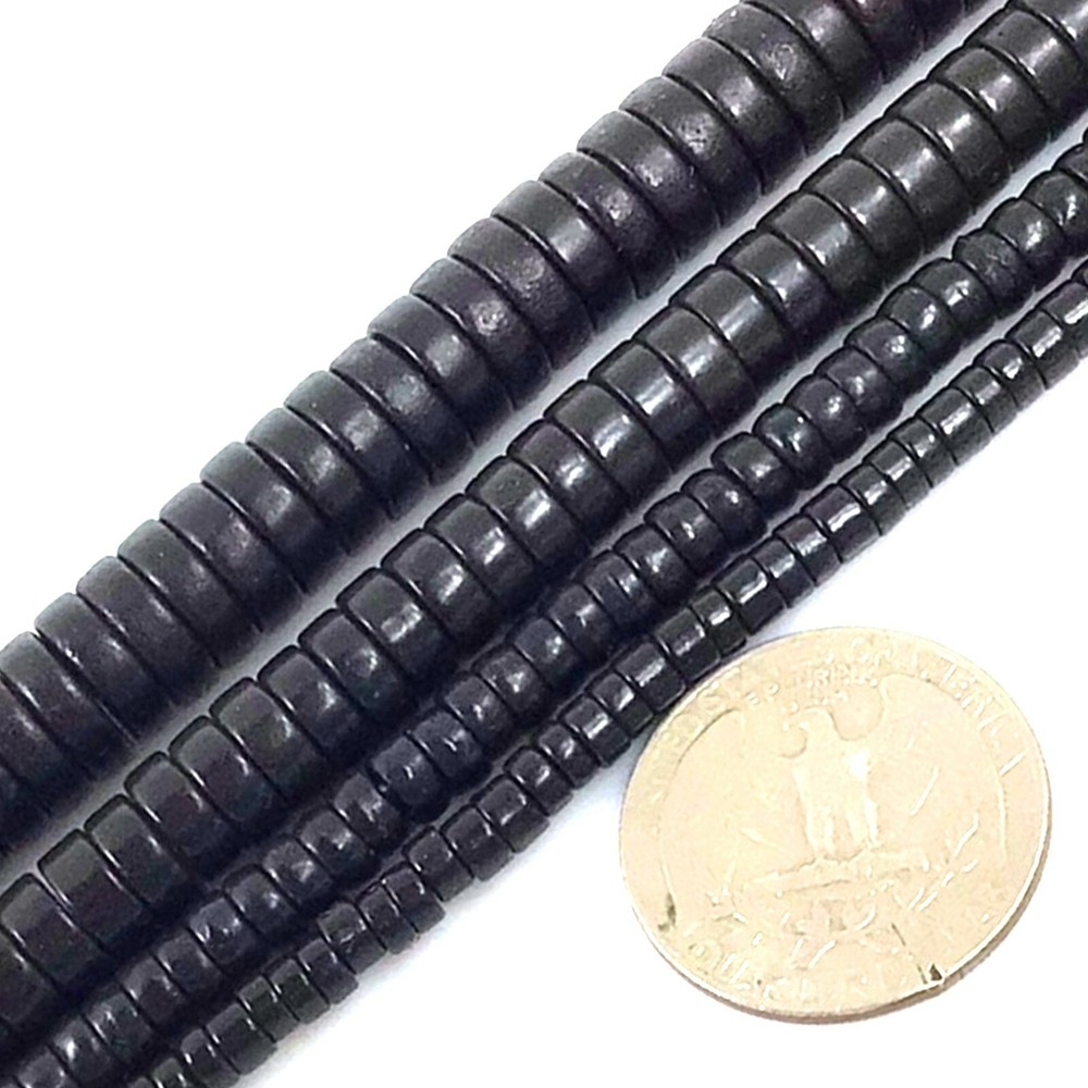 Black Howlite Turquoise Flat Heishi Bead 15