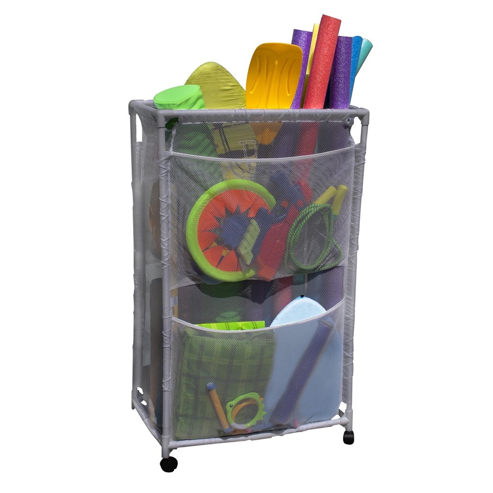 Space-Saving Slim Rolling Pool Noodle Organizer Bin 14.4x24.6 Inches