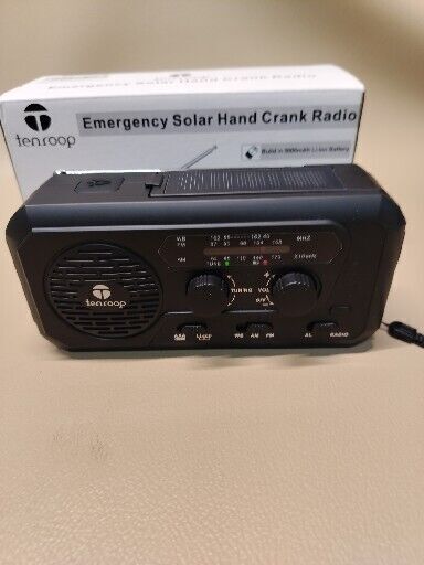 Portable Emergency Radio, Upgraded 5000mAh Solar Hand Crank Weather Radio Black