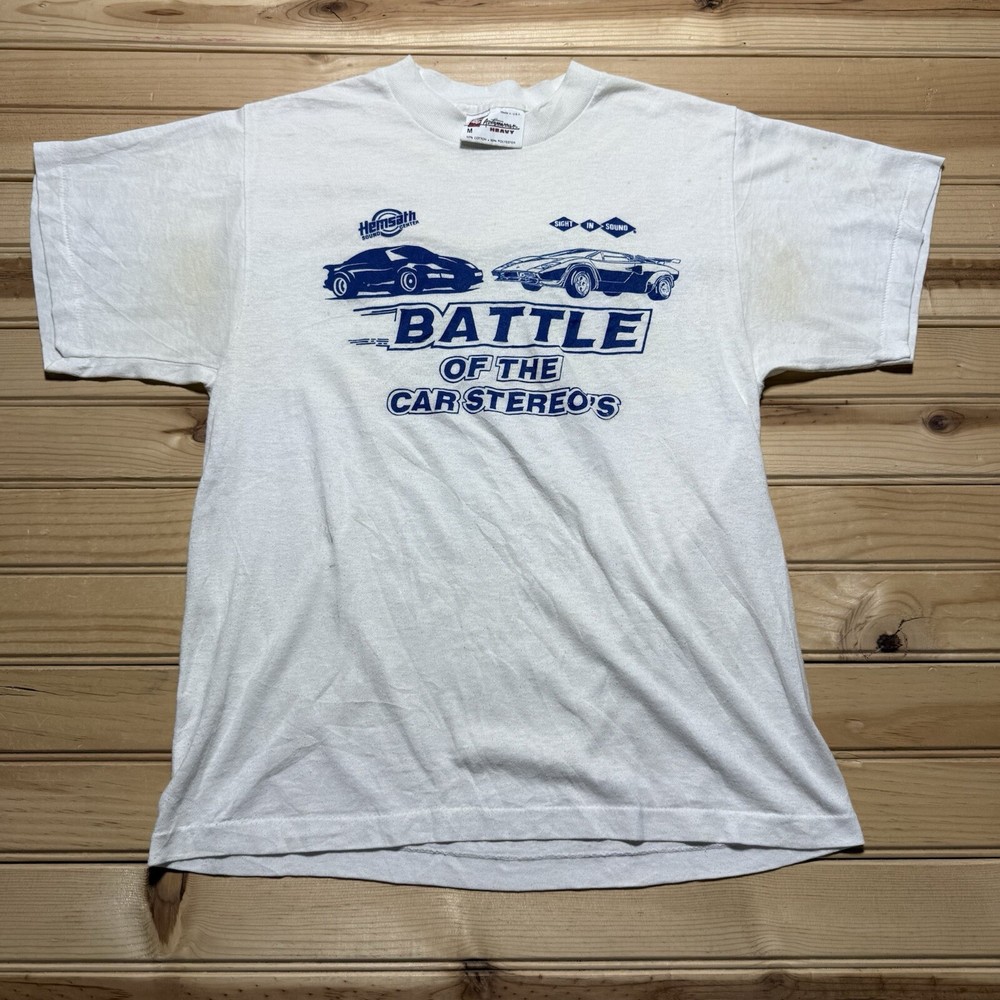 Vintage 80s Car Stereo Sound Battle Super Car Vs Countach Shirt Size Medium