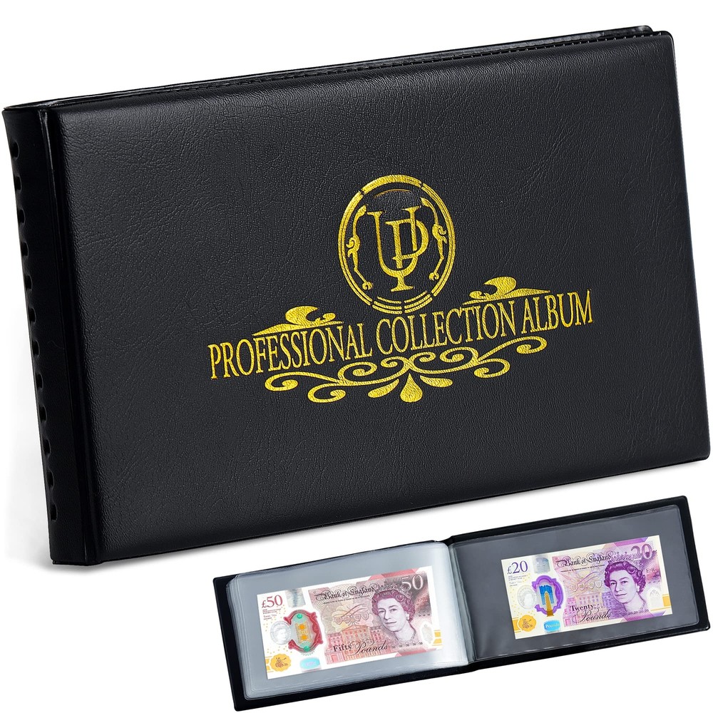 40 Pockets Banknote Currency Collecting Album - 20 Sheets Clear Dollar Bill H...