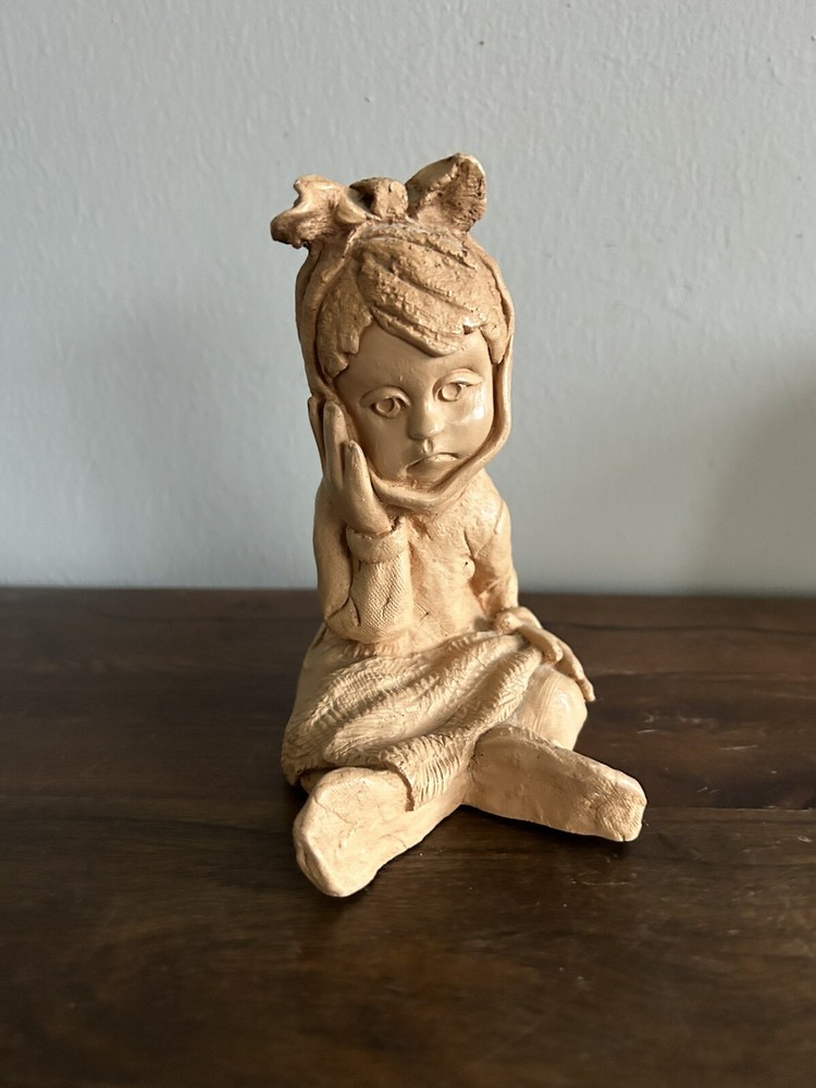 Girl With Toothache Figurine 1979 Brown Resin Abbey Press Dentist Gift Vintage-image