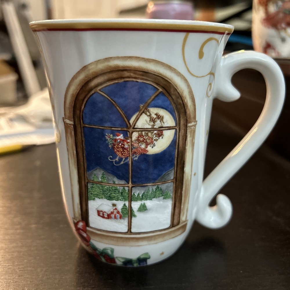 Williams Sonoma 'Twas the Night Before Christmas Santa is Coming 140z. Mug NEW