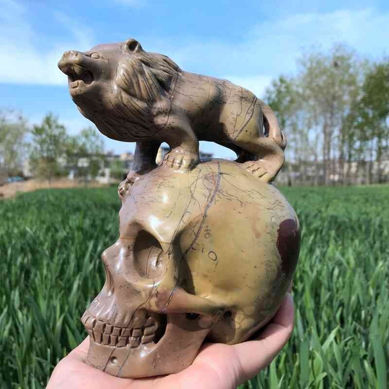 1.9kg Natural Graph fossil Quartz hand Carved skull crystal Reiki healing