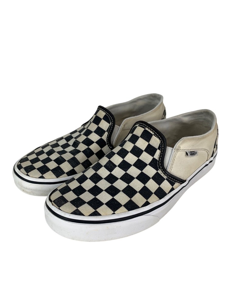 Vans Womens Checkered Slip-On Shoes Size 8 Canvas Casual Skate Sneakers