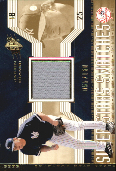 2002 (YANKEES) SPx SuperStar Swatch Gold #155 Jason Giambi /150