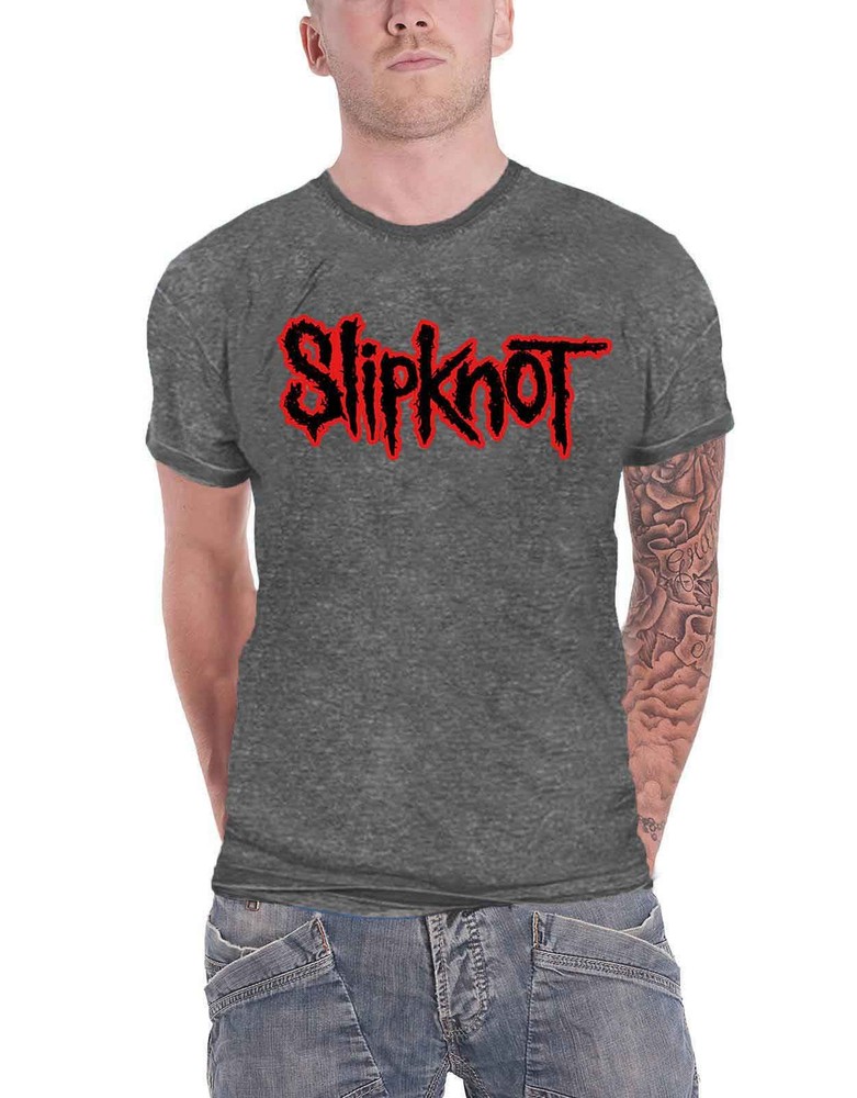 Slipknot Classic Band Logo Official Men’s Charcoal Grey Burnout T-Shirt
