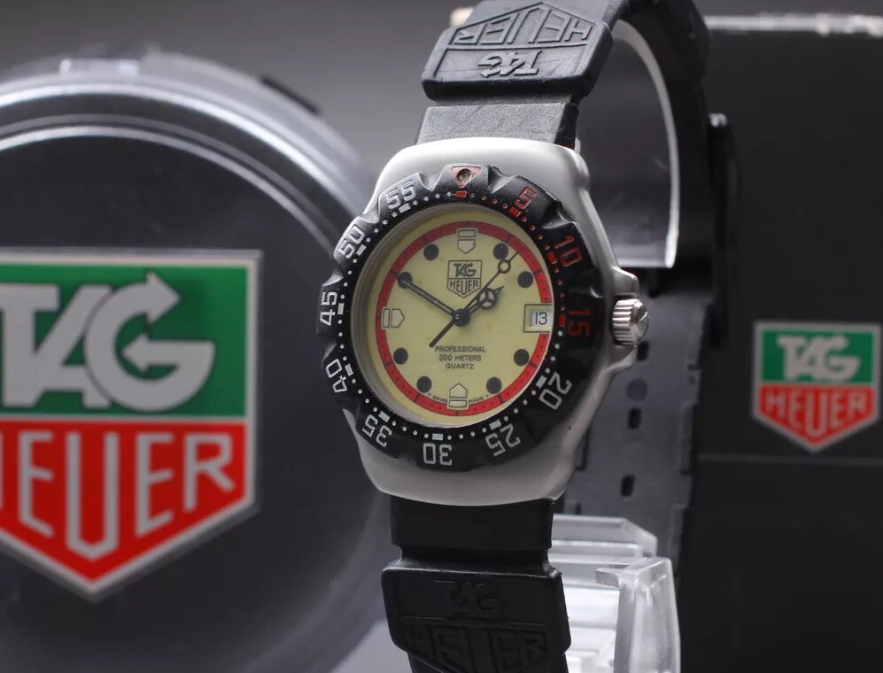 Full Set [Near MINT] TAG Heuer Formula 1 WA1211 Cream Dial 200m Mens Qz Watch