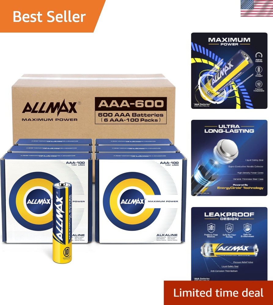 Allmax AAA 600 Count Battery Pack - Leakproof & Ultra Long-Lasting 1.5V Power